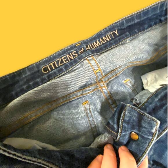Citizens of Humanity Straight Leg Med-Dark Wash Cotton Denim Blue Jeans Size 29 - Picture 5 of 12